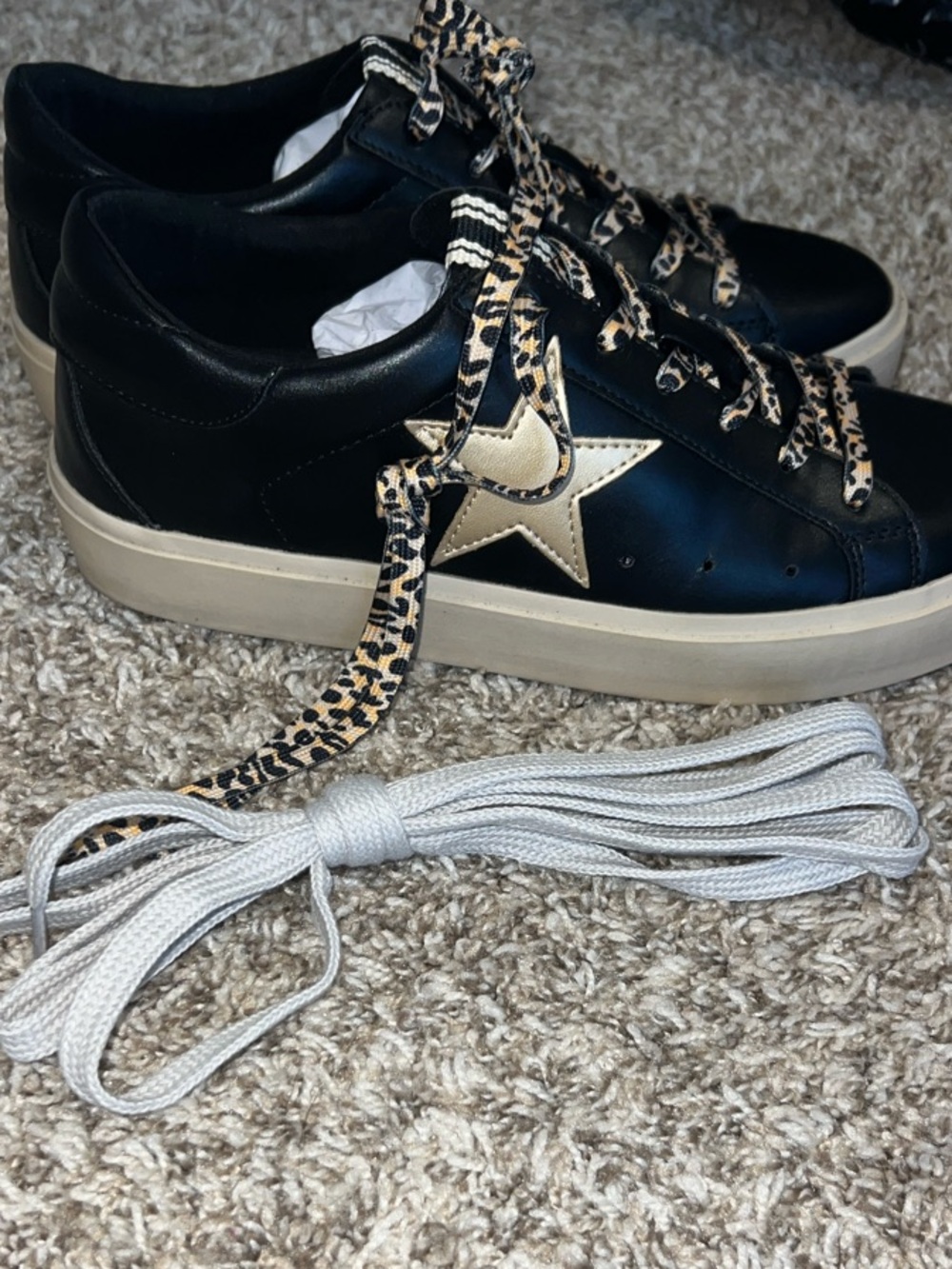 EUC! SHUSHOP Black & Leopard Platform Fashion Sneakers with Logo Sz 9! - Picture 2 of 14